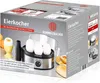 Product packaging for an egg cooker, featuring a picture of the product and promotional text. Produktbild-Vorschau