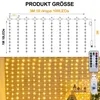 Diagram showing the dimensions of a string light product and a separate image of the product in use. Náhled obrázku produktu
