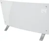 A white electric heater with a digital display, standing on two silver legs. Produktbild-Vorschau