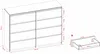 Diagrams showing the dimensions of a chest of drawers and one of its drawers. Náhľad obrázku produktu