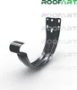 A dark gray gutter bracket is shown against a white background. Produktbild-Vorschau