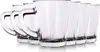 A group of clear glass mugs are arranged in a line against a white background. Voir les images du produit