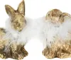 Goldfarbene Osterhasen Terrakotta mit Federdekor H10cm - Produktbild-Vorschau 3