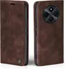 A brown flip case for a smartphone is shown from two angles. Produktbild-Vorschau
