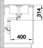 A technical drawing showing the installation of a sink with plumbing details and dimensions. Anteprima dell’immagine prodotto