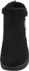 A close-up, front view of a black boot with fur trim. Voir les images du produit
