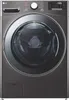 A front view of a metallic black steel LG washing machine. Produktbild-Vorschau