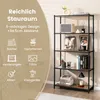 A multi-shelf storage unit with various items displayed on it, alongside a graphic overlay detailing storage possibilities. Náhled obrázku produktu