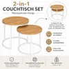 2er Set Couchtische rund – Weiß / Holzoptik Craft – Nesting Produktbild-Vorschau 2