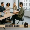 Four people are sitting around a conference table with laptops. Produktbild-Vorschau