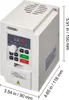 A white VEVOR frequency converter with a digital display and control buttons, shown from a three-quarter angle with dimensions indicated. Náhled obrázku produktu