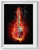 Flammende rote E-Gitarre– Wandbild mit Rahmen – Gerahmtes Produktbild-Vorschau 1