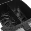 A close-up view of the interior of a black air fryer basket, divided into two sections by a black divider. Produktbild-Vorschau