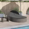 vidaXL Doppel-Sonnenliege mit Kissen Grau Poly Rattan Produktbild-Vorschau 2