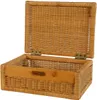 KRINES HOME Flacher Korb mit Deckel Rattan geflochten Farbe Produktbild-Vorschau 4