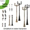 A collage of various outdoor lamps and a green overlay with text. Produktbild-Vorschau