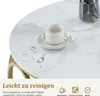 M MCombo Couchtisch Rund Holz, Modern Sofatisch Marmor Weiß Produktbild-Vorschau 4