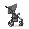 A side view of a gray and silver Hauck stroller against a white background. Produktbild-Vorschau