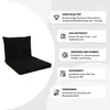 A black lounge cushion set is shown next to a series of feature callouts. Produktbild-Vorschau