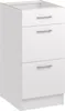 A white kitchen base cabinet with three drawers. Náhled obrázku produktu