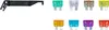A black fuse puller tool and a variety of automotive fuses. Anteprima dell’immagine prodotto