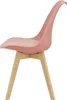 A side view of a pink chair with wooden legs against a white background. Voir les images du produit