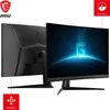 A gaming monitor is shown from the front and back, with marketing overlays highlighting features. Podgląd zdjęcia produktu