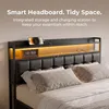 Cama con somier INONEFT de 140x190 cm con LED y USB, cama Vista previa de la imagen del producto 8