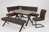 Sitzbank Donna II - Bezug Vintage Braun - Metall-X-Gestell Produktbild-Vorschau 3