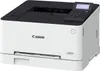 A white and black Canon i-SENSYS LBP631Cw laser printer is shown from a front-side angle against a white background. Produktbild-Vorschau