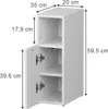 A white cabinet with dimensions indicated by text and arrows. Anteprima dell’immagine prodotto