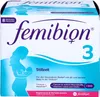 The front of a Femibion 3 Stillzeit supplement box, showing a silhouette of a pregnant or nursing woman holding a baby. Anteprima dell’immagine prodotto