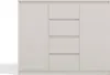 A front view of a beige chest of drawers with two doors and four drawers. Podgląd zdjęcia produktu