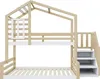 A bunk bed with a house-like frame and stairs with storage. Produktbild-Vorschau