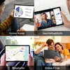 A collage of four scenes showing a tablet being used for different purposes: online courses, business meetings, navigation, and watching movies. Voir les images du produit