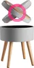 A gray fabric stool with wooden legs is shown against a white background. A pink overlay obscures the top part of the image. Podgląd zdjęcia produktu
