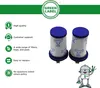 A marketing image showcasing two vacuum cleaner filters with accompanying feature callouts. Produktbild-Vorschau