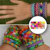 A collage showing loom bands bracelets on a person's arm and a box of loom bands. Produktbild-Vorschau