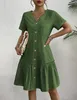 ASKSA Damen Sommerkleid Button Down Leinenkleid Strandkleid Produktbild-Vorschau 5