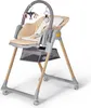 A baby high chair and bouncer combination in beige and gray, shown on a white background. Náhled obrázku produktu
