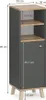 A tall, narrow cabinet with a door and shelves, shown with dimensions. Náhled obrázku produktu