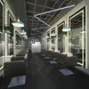 A modern hair salon interior with styling chairs, mirrors, and lighting. Produktbild-Vorschau