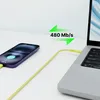 QUALO Nylon USB-C auf USB-C Kabel – 1,5 m, 3 A, Gelb Produktbild-Vorschau 3