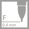 A graphic showing a pen tip and text indicating its specifications. Produktbild-Vorschau