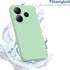 A light green phone case is shown with water splashing around it, suggesting water resistance. Produktbild-Vorschau