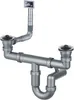 Siphon pour évier en acier, 2 - bacs - évacuation 2 Voir les images du produit 1