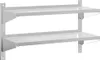 A two-tiered silver metal wall shelf mounted against a white background. Produktbild-Vorschau