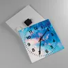 Wanduhr - Quadrat - Glasuhr - Abstraktion blau gemalt - Produktbild-Vorschau 2