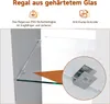Close-up of a glass shelf in a cabinet, with text overlays describing features. Podgląd zdjęcia produktu