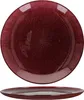 A top-down and side view of a red glass plate. Produktbild-Vorschau